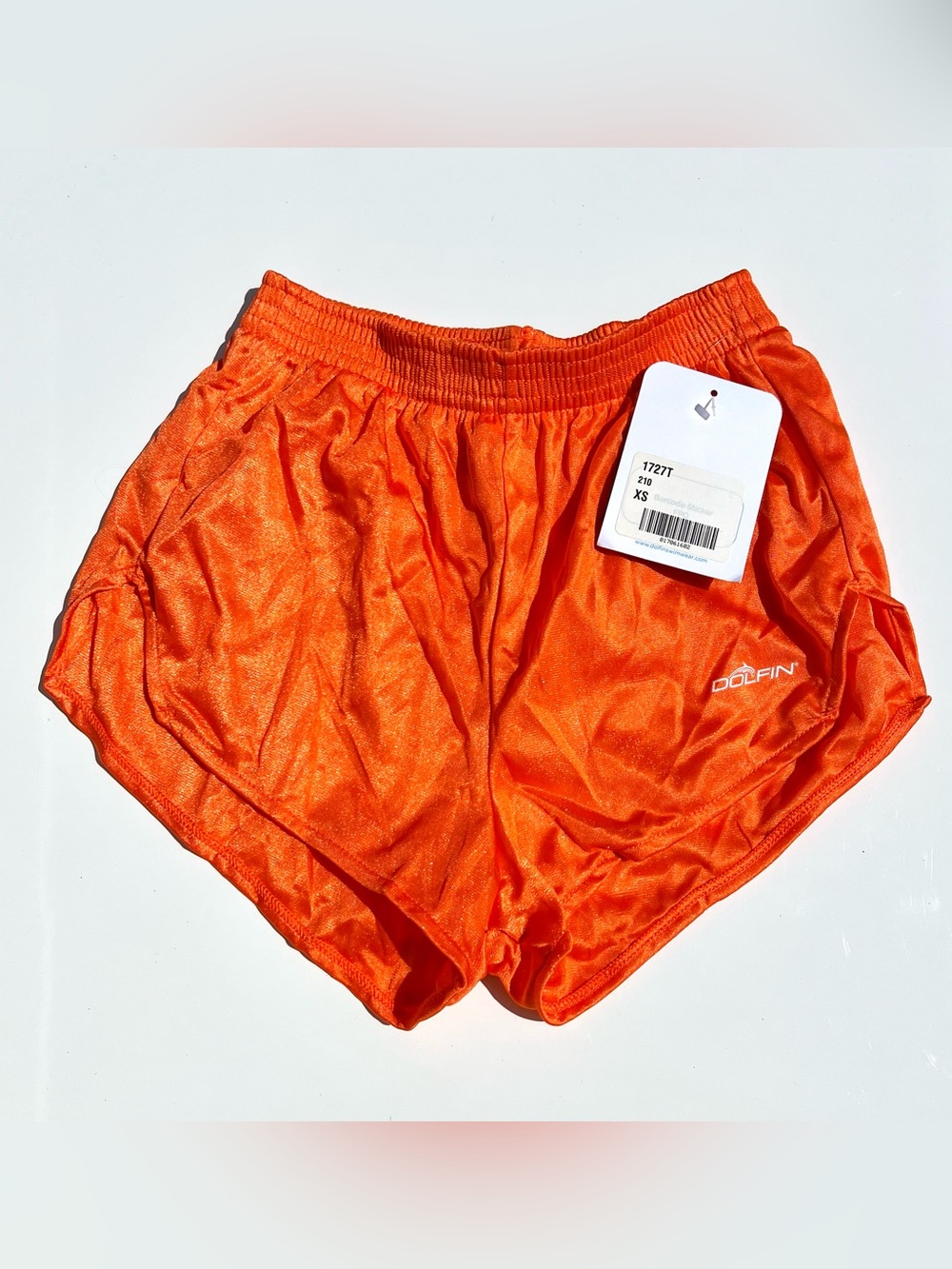 NWT Dolfin Unlined Nylon Hooters Running Shorts Size XS Orange 80s Athletic New
